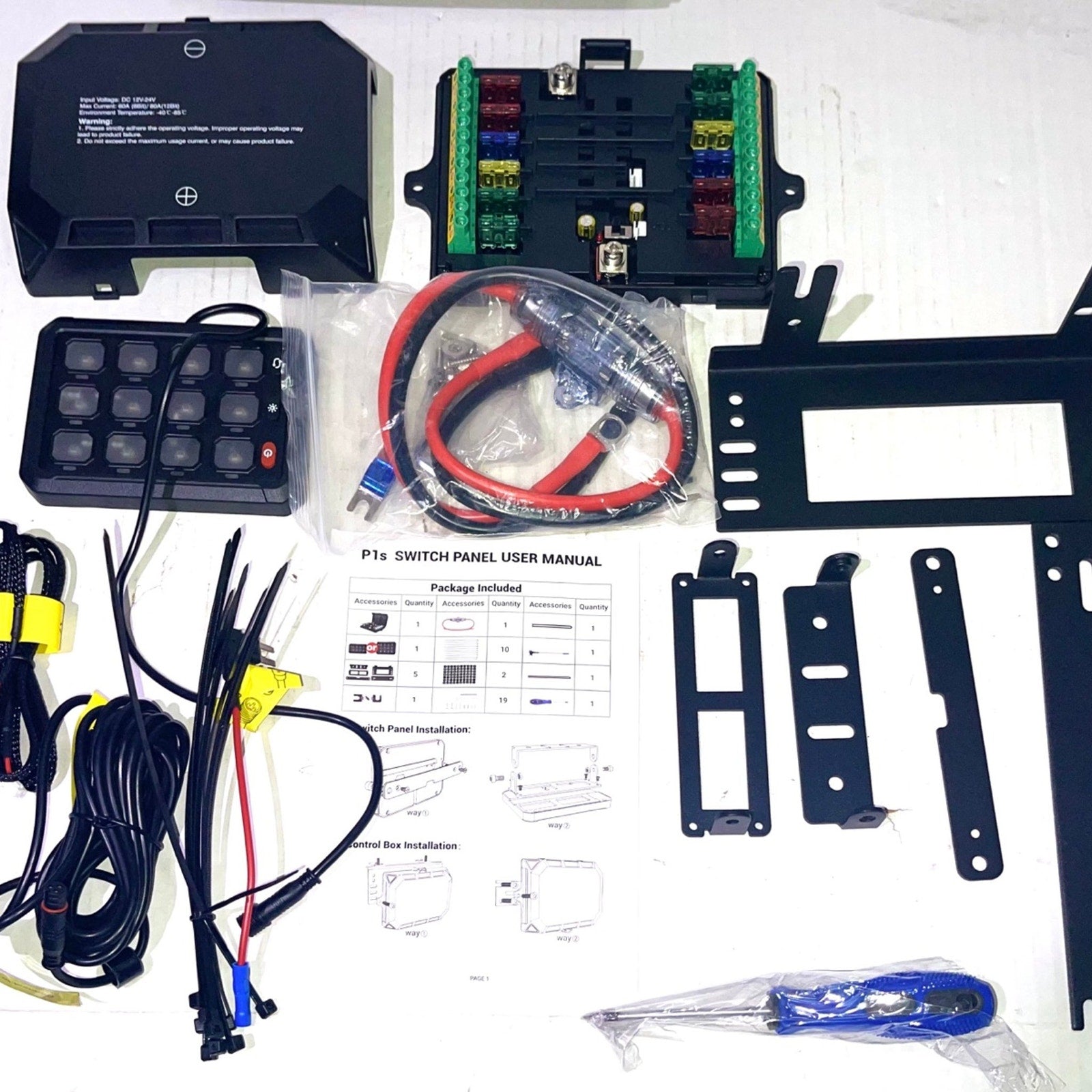 Truck Marine RGB 12 Gang Switch Panel IP65 LED Circuit Control Relay System with Remote Control S DC 12V 24V Panel Control System Versatile Be on The and More Wide Vehicles